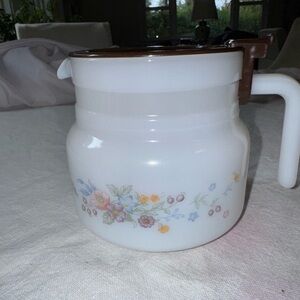 Vintage Arcopal Milk Glass Teapot Coffee Pot Carafe Made in France | Rare Print